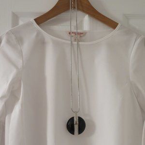 SIMONS - Long black & silver pendant necklace